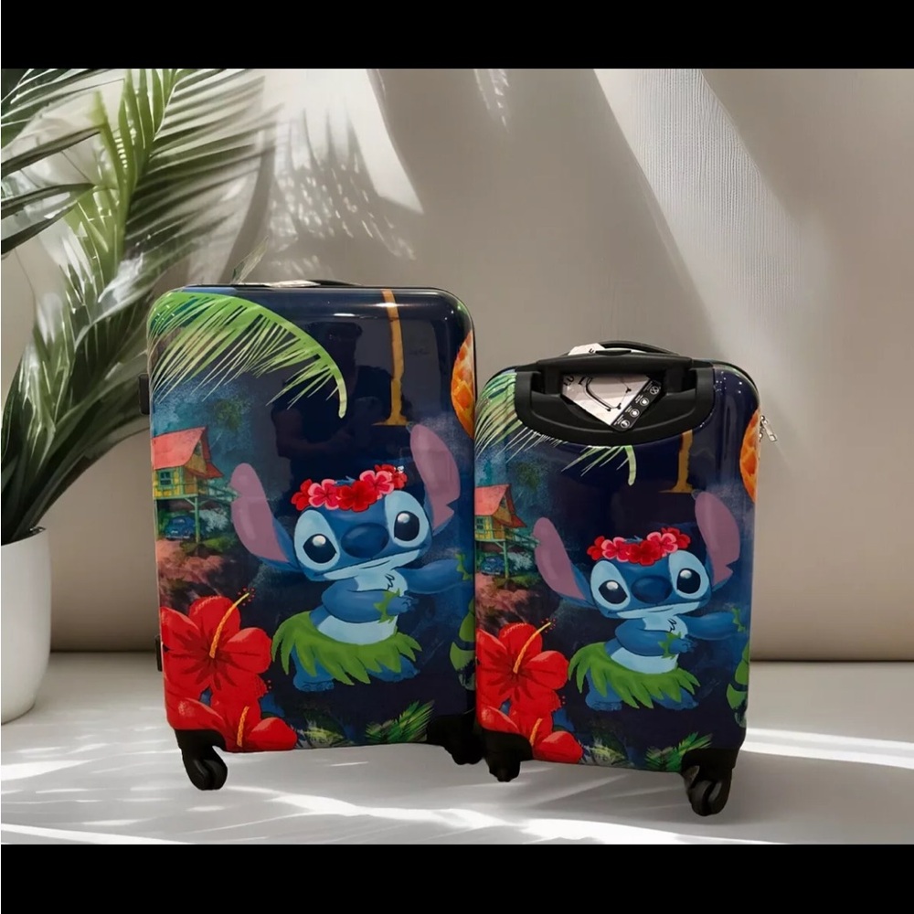 Disney Lilo STITCH Hardside Luggage Suitcase Spinner Hawaiian Luau 20” & 24”